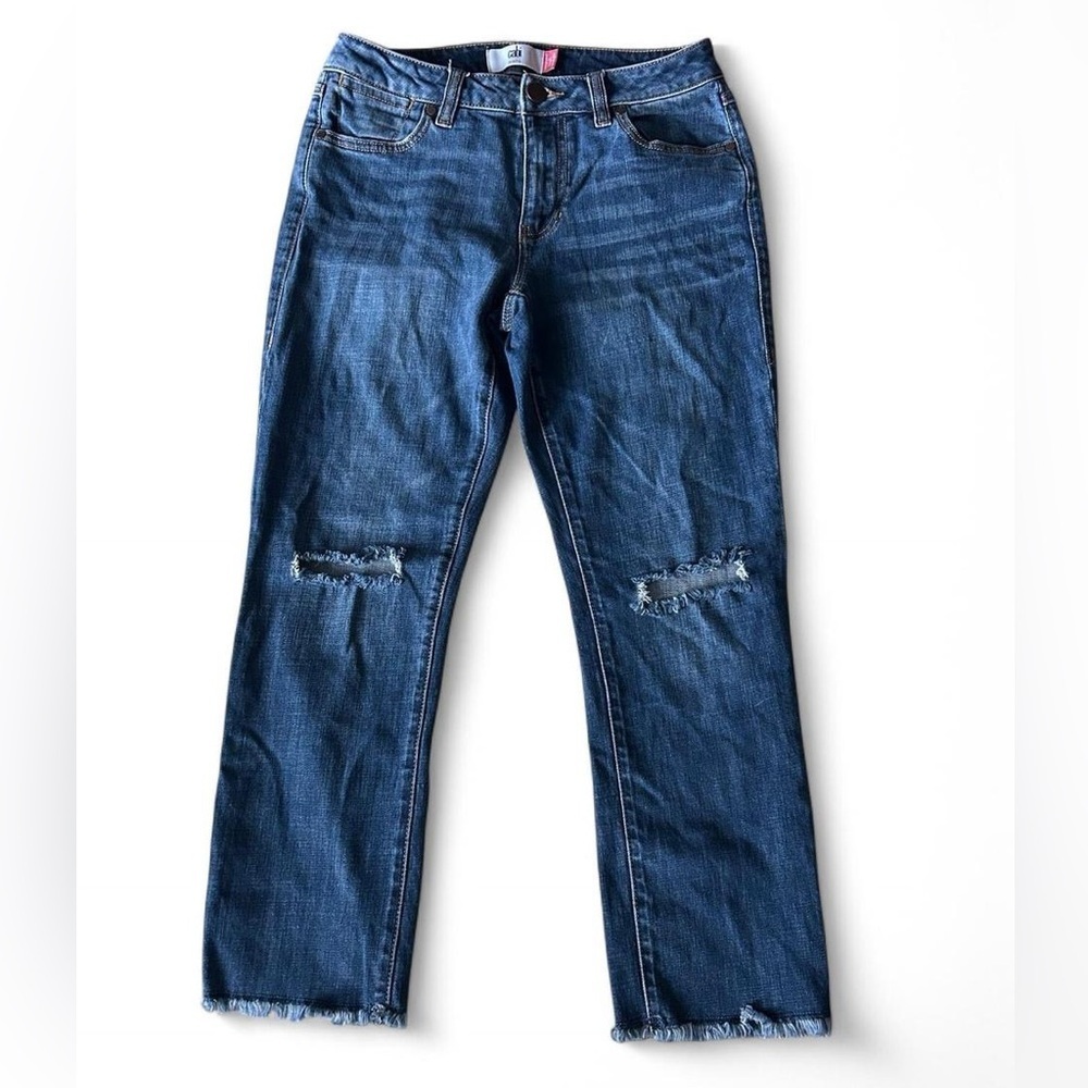 Cabi Women’s Cropped High Straight Leg Distressed Denim Jeans - Size 4